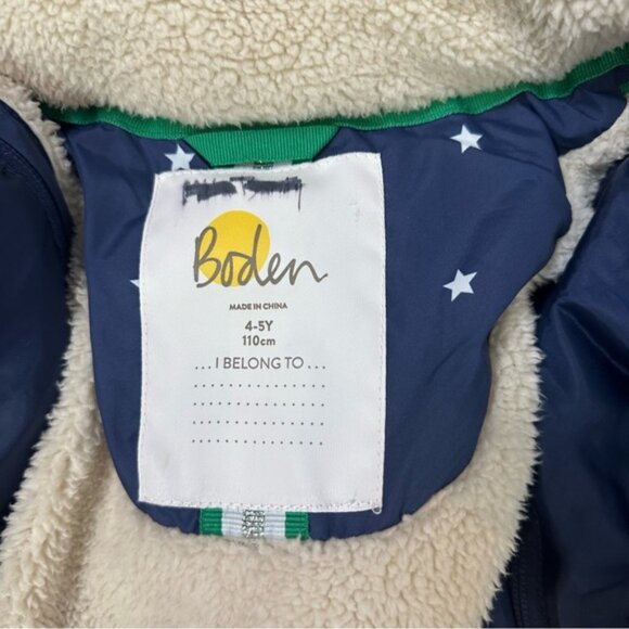 Mini Boden Toddler Girls Navy White Star Winter Coat w/ Hoodie Size 4 to 5 - Picture 9 of 12